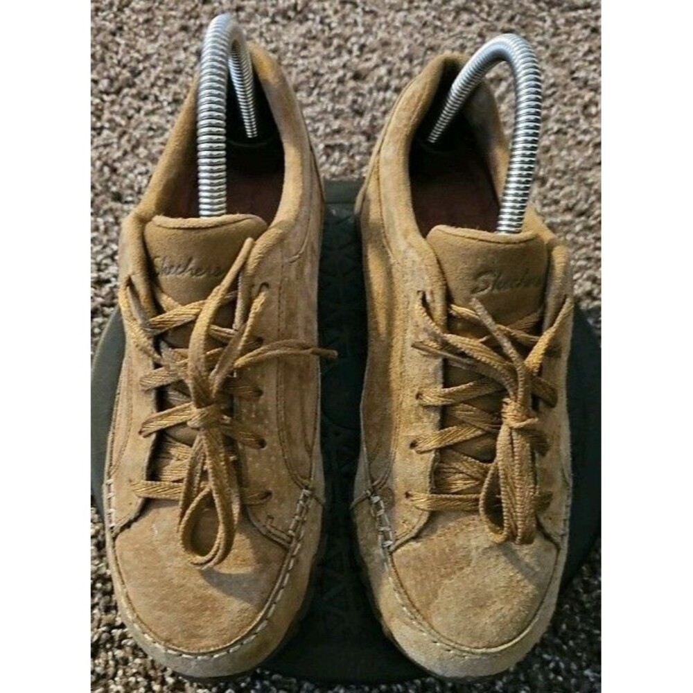 Skechers Relaxed Fit Memory Foam Leather Sneaker Brown Women US 7 44703